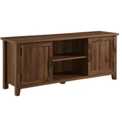 Tv Stands & Media Consoles-Kirkland's Home Dark Walnut Modern Farmhouse Tv Stand Brown