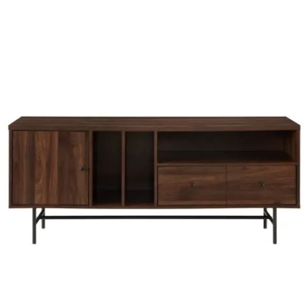 Tv Stands & Media Consoles-Kirkland's Home Dark Walnut Modern Record Storage Tv Stand Brown