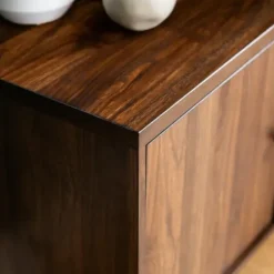 Tv Stands & Media Consoles-Kirkland's Home Dark Walnut Modern Record Storage Tv Stand Brown