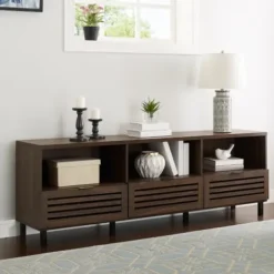 Tv Stands & Media Consoles-Kirkland's Home Dark Walnut Rustic Slat Door Tv Stand, 70 In. Brown