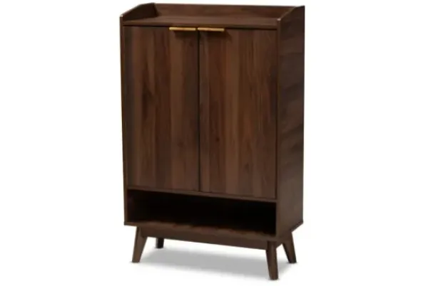 Entryway Furniture-Kirkland's Home Dark Walnut 5-Shelf Wooden Shoe Cabinet Brown