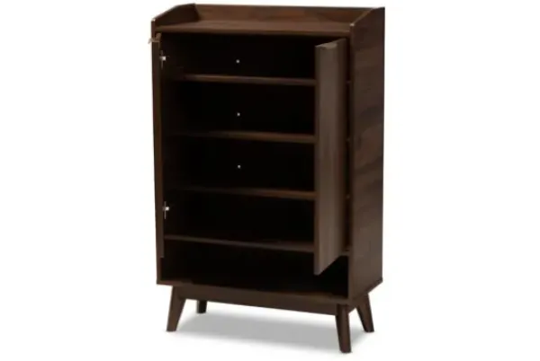 Entryway Furniture-Kirkland's Home Dark Walnut 5-Shelf Wooden Shoe Cabinet Brown