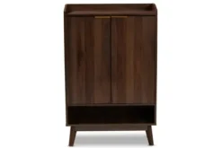 Entryway Furniture-Kirkland's Home Dark Walnut 5-Shelf Wooden Shoe Cabinet Brown
