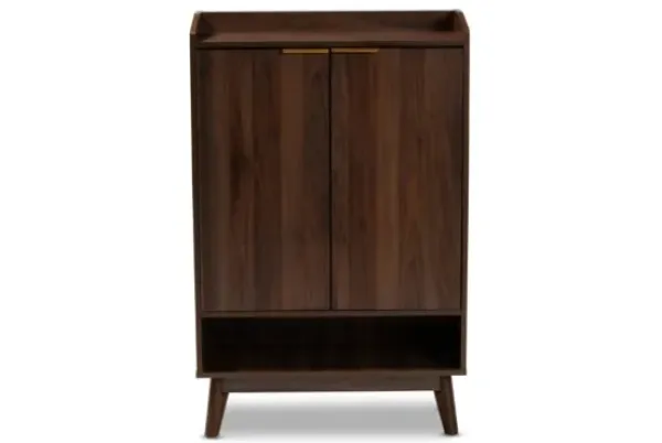 Entryway Furniture-Kirkland's Home Dark Walnut 5-Shelf Wooden Shoe Cabinet Brown