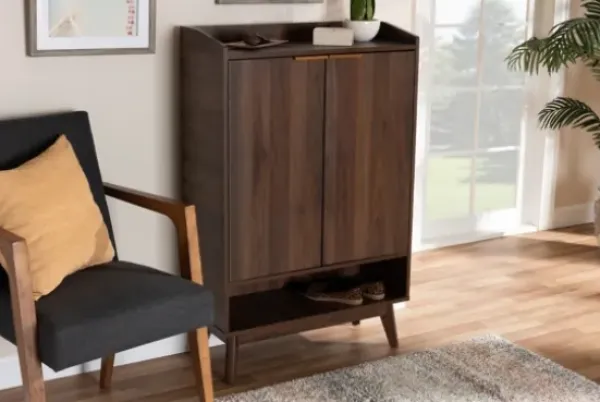 Entryway Furniture-Kirkland's Home Dark Walnut 5-Shelf Wooden Shoe Cabinet Brown