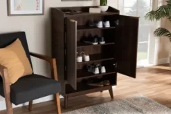 Entryway Furniture-Kirkland's Home Dark Walnut 5-Shelf Wooden Shoe Cabinet Brown