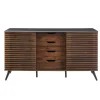 Cabinets & Sideboards-Kirkland's Home Dark Walnut Slatted 4-Drawer Cabinet Brown