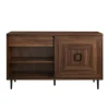Cabinets & Sideboards-Kirkland's Home Dark Walnut Square Sliding Door Wooden Cabinet Brown