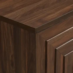Cabinets & Sideboards-Kirkland's Home Dark Walnut Square Sliding Door Wooden Cabinet Brown