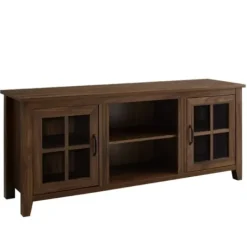 Tv Stands & Media Consoles-Kirkland's Home Dark Walnut Window Pane Tv Stand Brown
