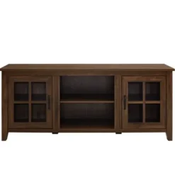 Tv Stands & Media Consoles-Kirkland's Home Dark Walnut Window Pane Tv Stand Brown