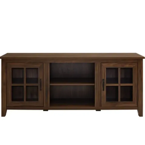 Tv Stands & Media Consoles-Kirkland's Home Dark Walnut Window Pane Tv Stand Brown