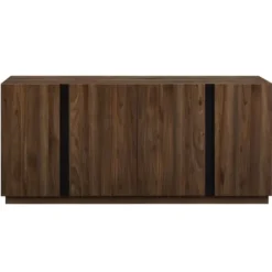 Cabinets & Sideboards-Kirkland's Home Dark Walnut Wood And Black Metal Sideboard