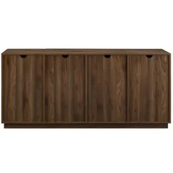 Cabinets & Sideboards-Kirkland's Home Dark Walnut Wood And Black Metal Sideboard
