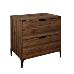 Office Furniture-Kirkland's Home Dark Walnut Wood And Iron Accent Filing Cabinet Brown