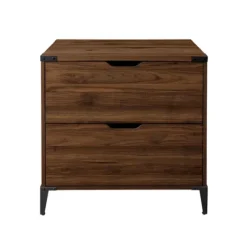 Office Furniture-Kirkland's Home Dark Walnut Wood And Iron Accent Filing Cabinet Brown