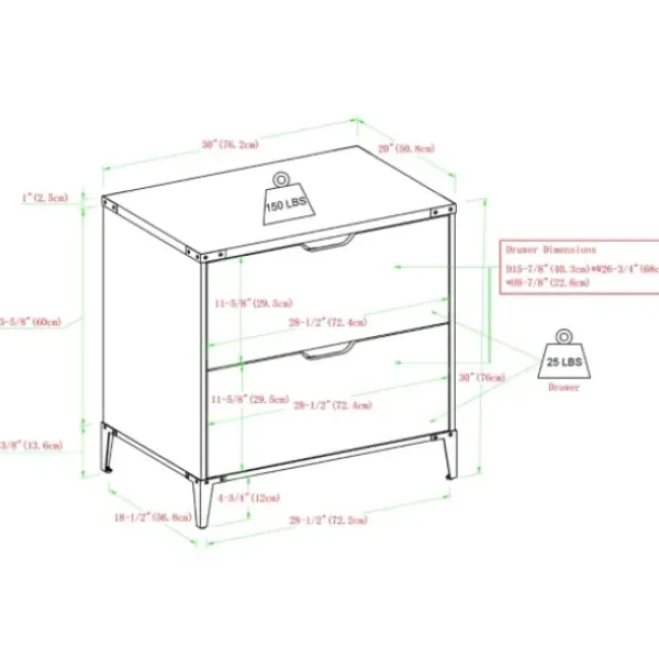 Office Furniture-Kirkland's Home Dark Walnut Wood And Iron Accent Filing Cabinet Brown