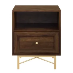 Nightstands-Kirkland's Home Dark Walnut Wood Open Cubby Nightstand Brown