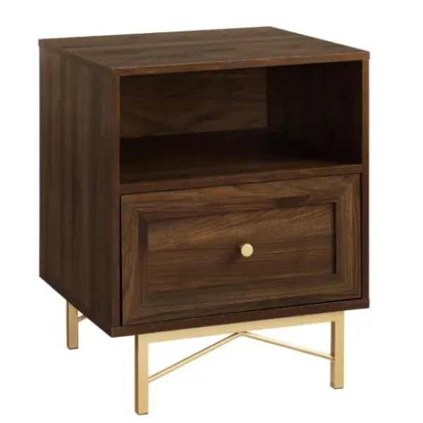Nightstands-Kirkland's Home Dark Walnut Wood Open Cubby Nightstand Brown