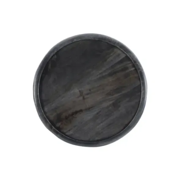 Accent & End Tables-Kirkland's Home Dark Wood Carved Detail Accent Table Gray