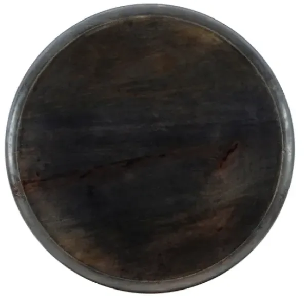 Accent & End Tables-Kirkland's Home Dark Wood Carved Medallion Accent Table Gray