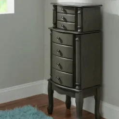Dressers & Chests-Kirkland's Home Dark Wood Flip Top Armoire Gray