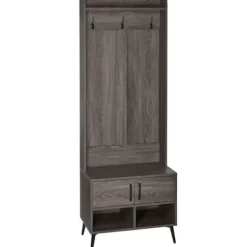 Entryway Furniture-Kirkland's Home Dark Wood Grain Hall Tree With Bench