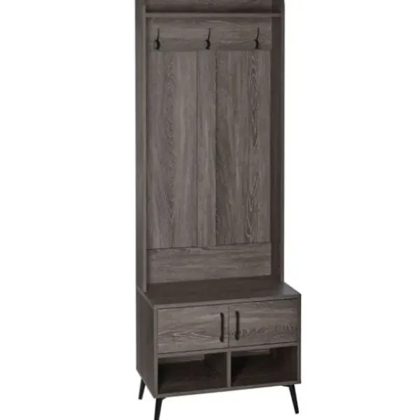 Entryway Furniture-Kirkland's Home Dark Wood Grain Hall Tree With Bench