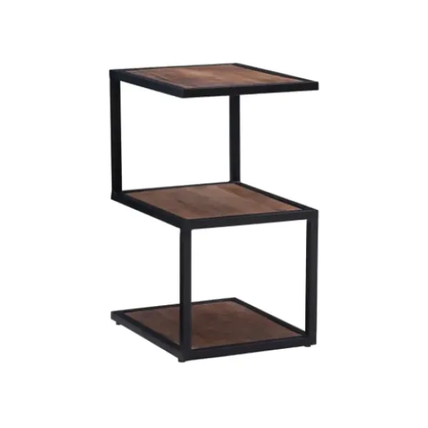 Accent & End Tables-Kirkland's Home Dark Wood Shelves S-Frame Accent Table Brown