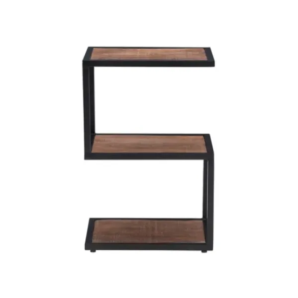 Accent & End Tables-Kirkland's Home Dark Wood Shelves S-Frame Accent Table Brown