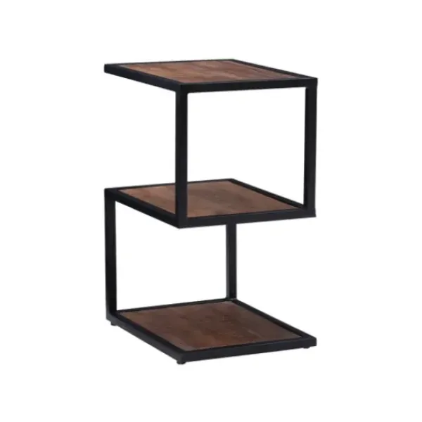 Accent & End Tables-Kirkland's Home Dark Wood Shelves S-Frame Accent Table Brown