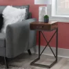 Accent & End Tables-Kirkland's Home Dark Wood Single Drawer C-Frame Accent Table Brown