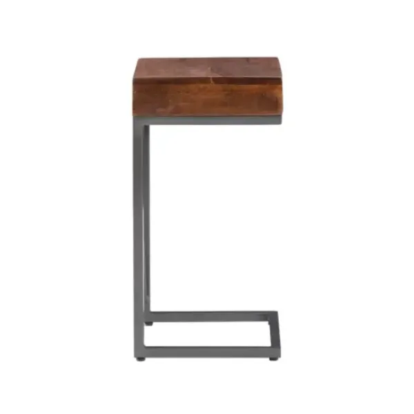 Accent & End Tables-Kirkland's Home Dark Wood Single Drawer C-Frame Accent Table Brown