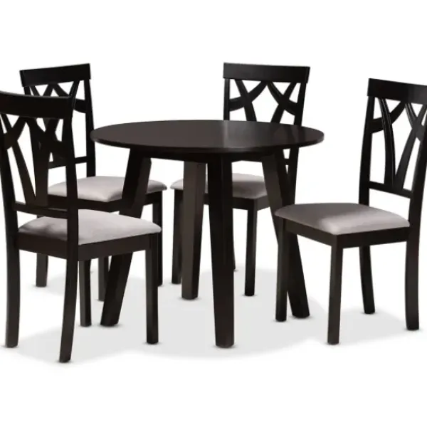 Dining Tables-Kirkland's Home Dark Wooden Splayed Base 5-Pc. Dining Set