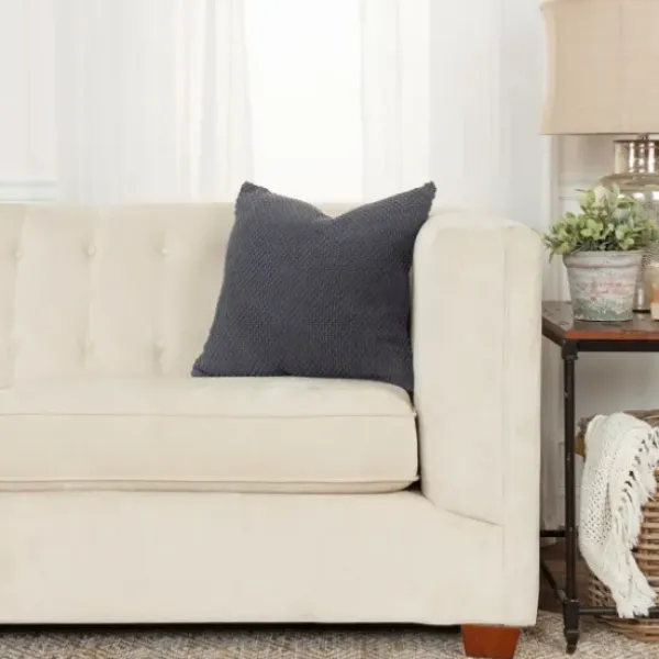 Pillows-Kirkland's Home Dark Woven Nubby Pillow Gray