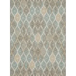 Outdoor Rugs-Kirkland's Home Davon Blue Geometric Striped Outdoor Rug, 5X8 Blue/Gray