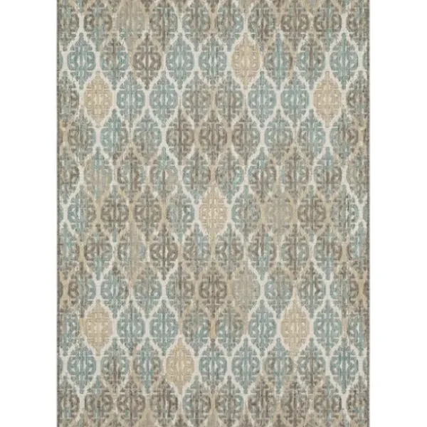 Outdoor Rugs-Kirkland's Home Davon Blue Geometric Striped Outdoor Rug, 5X8 Blue/Gray