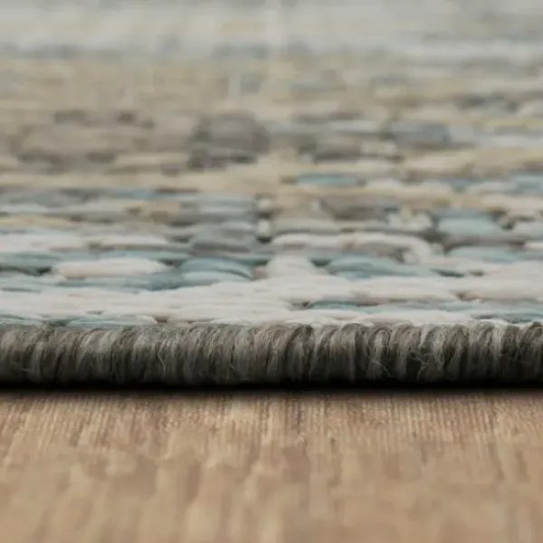 Outdoor Rugs-Kirkland's Home Davon Blue Geometric Striped Outdoor Rug, 5X8 Blue/Gray