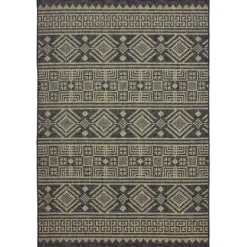 Outdoor Rugs-Kirkland's Home Davon Gray Geometric Striped Outdoor Rug, 8X10 Gray/White