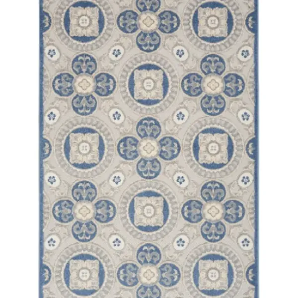 Outdoor Rugs-Kirkland's Home Davon Gray Geometric Striped Outdoor Rug, 5X8 Gray/White