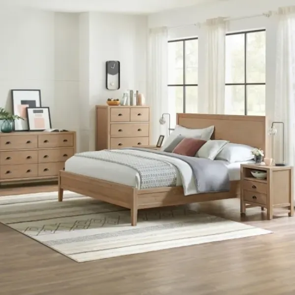 Beds & Headboards-Kirkland's Home Dean Double Driftwood Pine 5-Pc. King Bedroom Set Tan