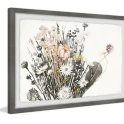 Framed Art-Kirkland's Home Deckled Flowering Bundle Framed Art Print White/Pink/Black