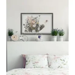 Framed Art-Kirkland's Home Deckled Flowering Bundle Framed Art Print White/Pink/Black