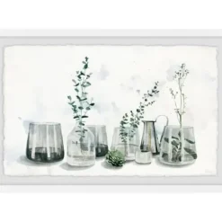 Framed Art-Kirkland's Home Deckled Glasses And Greens Framed Art Print White/Gray/Green