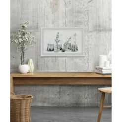 Framed Art-Kirkland's Home Deckled Glasses And Greens Framed Art Print White/Gray/Green