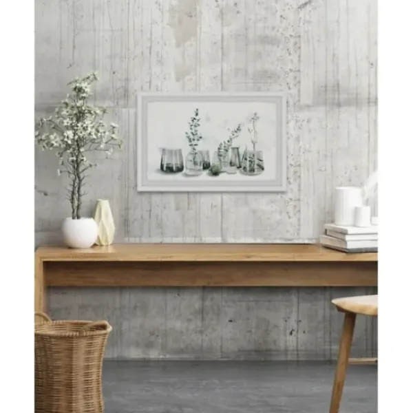 Framed Art-Kirkland's Home Deckled Glasses And Greens Framed Art Print White/Gray/Green