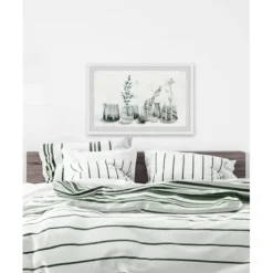 Framed Art-Kirkland's Home Deckled Glasses And Greens Framed Art Print White/Gray/Green