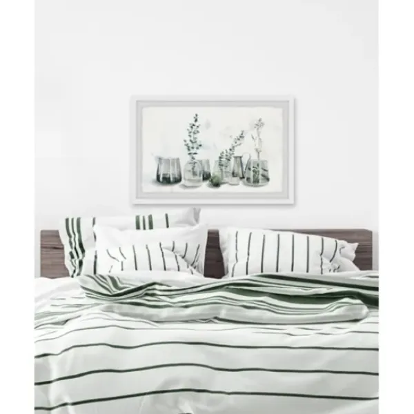 Framed Art-Kirkland's Home Deckled Glasses And Greens Framed Art Print White/Gray/Green