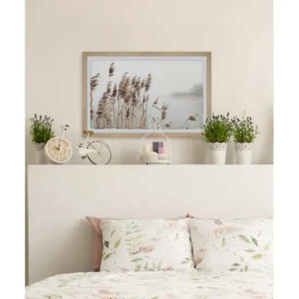 Framed Art-Kirkland's Home Deckled Lakeside Grass Framed Art Print White/Gray/Tan
