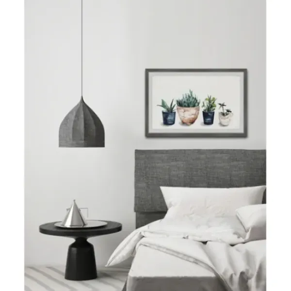 Framed Art-Kirkland's Home Deckled Succulent Row Framed Art Print White/Green/Blue/Brown